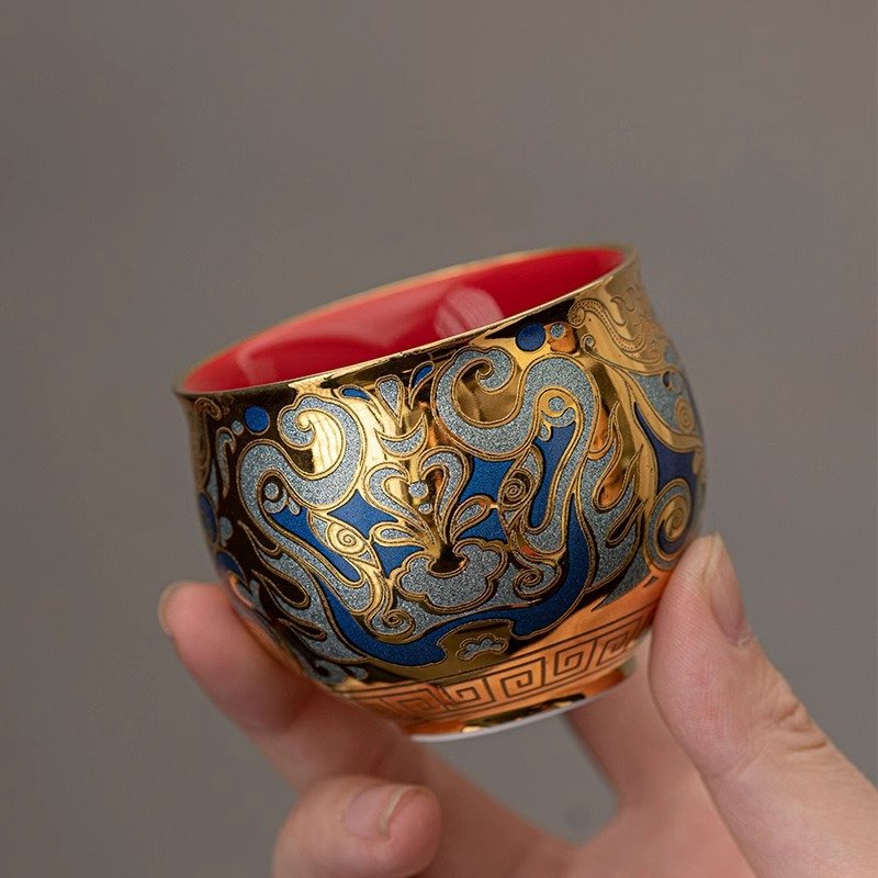 24K TaoTie Filigree Cup