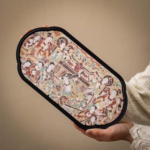 Dunhuang Crabapple Ceramic Tea Tray - Handmade Oriental Tea Serving Tray