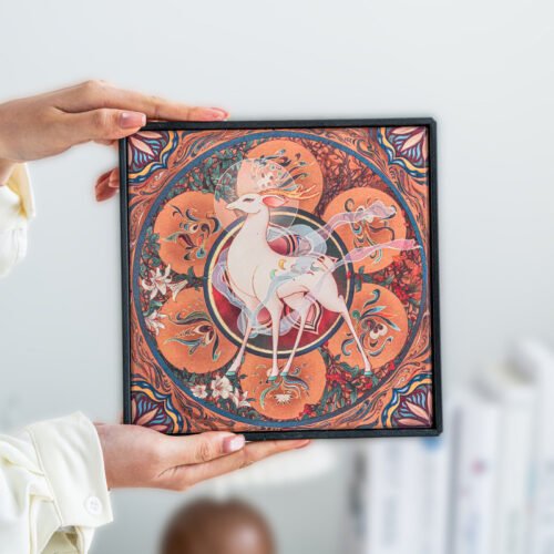 Dunhuang Sacred Deer Ceramic Tea Tray - Handmade Oriental Tea Serving Tray