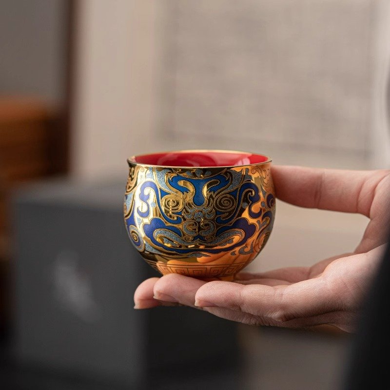 24K TaoTie Filigree Cup