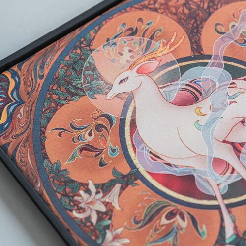 Dunhuang Sacred Deer Ceramic Tea Tray - Handmade Oriental Tea Serving Tray