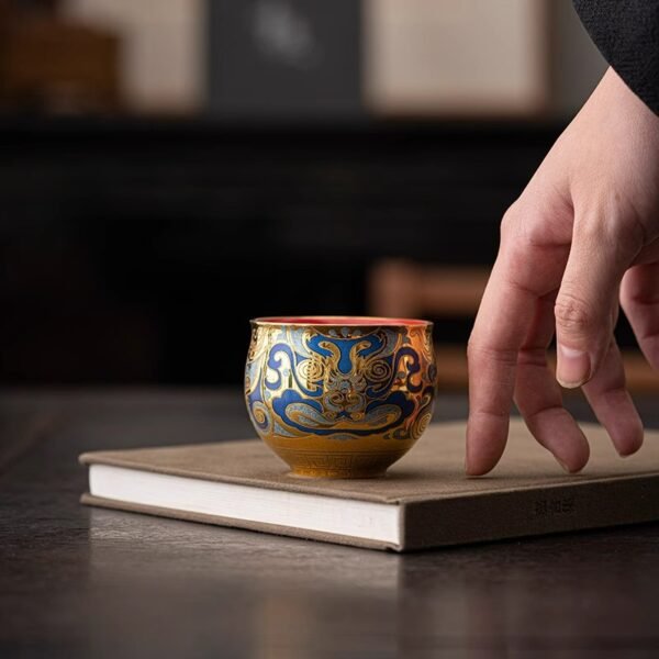 24K TaoTie Filigree Cup