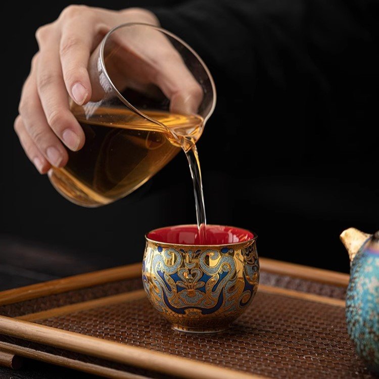 24K TaoTie Filigree Cup