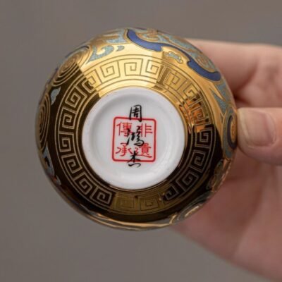 24K TaoTie Filigree Cup
