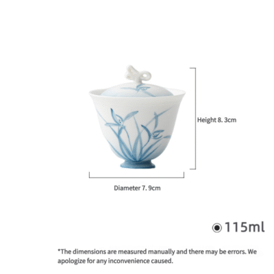 Jade Clay Cloud Orchid Gaiwan - Dancing Butterfly Lidded Tea Bowl