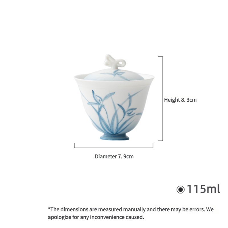 Jade Clay Cloud Orchid Gaiwan - Dancing Butterfly Lidded Tea Bowl