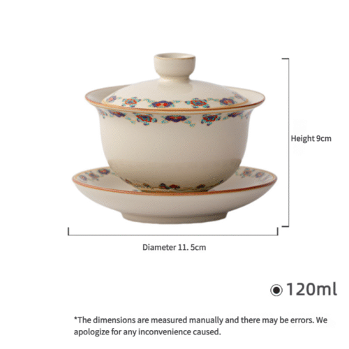 Beige Dunhuang Flying Apsaras Gaiwan - Joyful Harvest Triple Harmony Tea Set