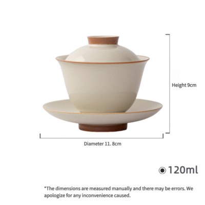 Beige Ruyao Triple Harmony Gaiwan - Celadon Lidded Tea Bowl Set