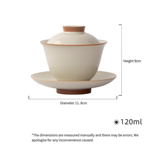 pictech_438268e8319241edbf5113fef38e5640 Beige Ruyao Triple Harmony Gaiwan - Celadon Lidded Tea Bowl Set