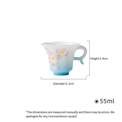 Jade Clay Lotus Rising Tea Cup - Zen Lantern Handle Ceramic Artware