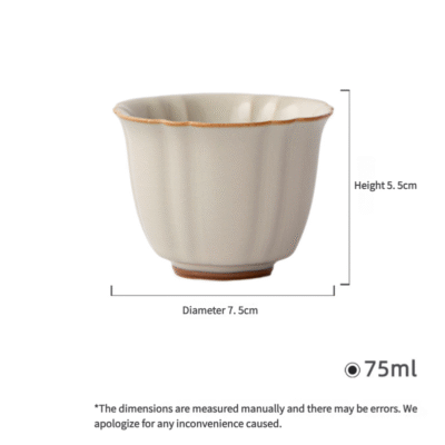 Beige Ruyao Celadon Sunflower Tea Cup - Handcrafted Ceramic Teaware