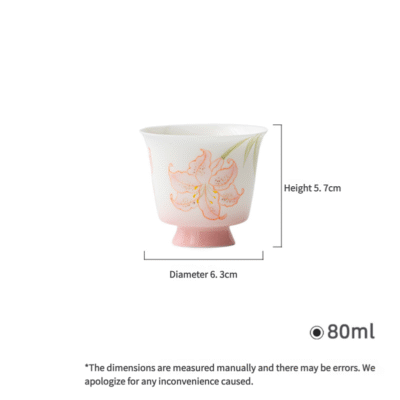 Jade Clay Blush Lily Tea Cup - Mirror Clarity Ceramic Teaware