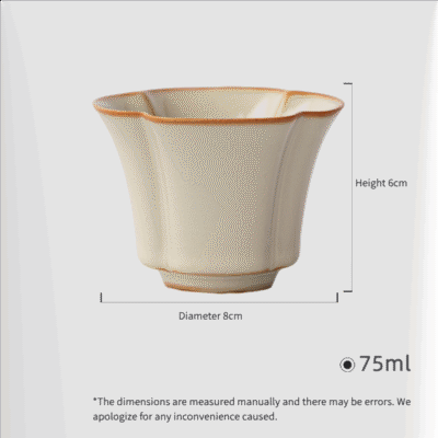 Beige Ruyao Plum Blossom Tea Cup - Celadon Winter Elegance