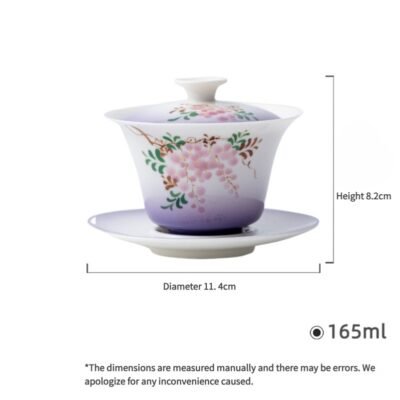 Jade Clay Mystic Wisteria Gaiwan - Triple Harmony Ceramic Tea Bowl Set