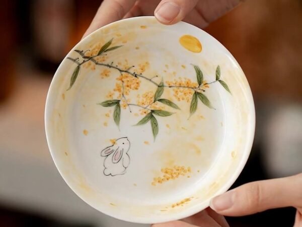 主图-1 Jade Clay Tea Tray - Round Rim Ceramic Drip Catcher