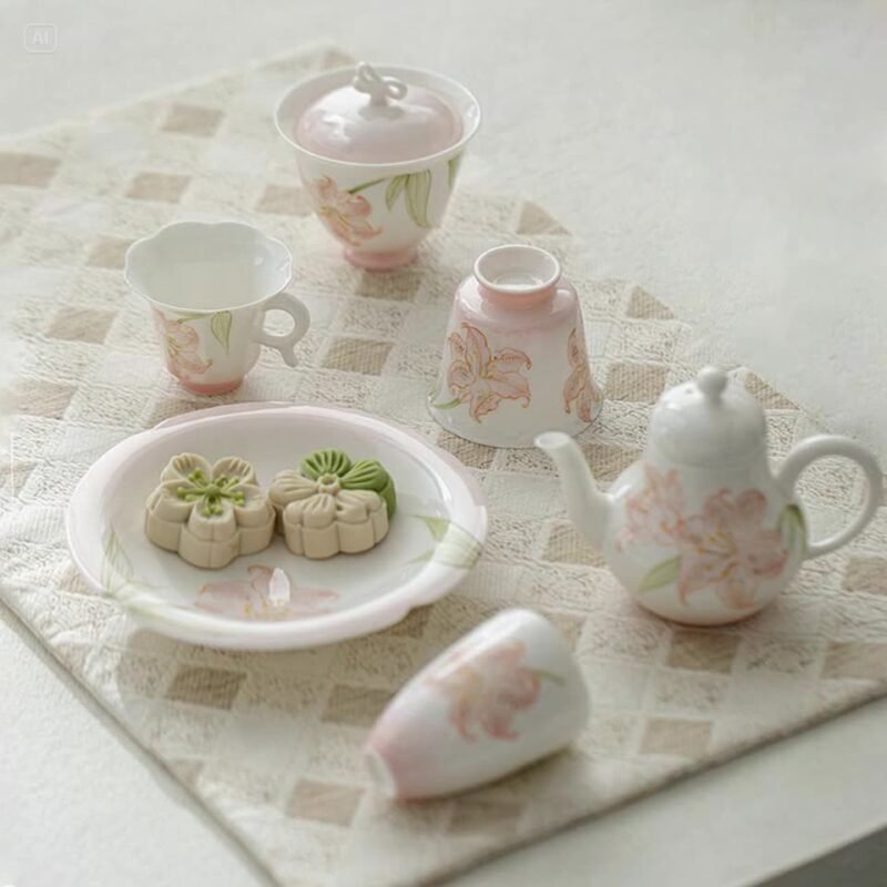 主图-1 Jade Clay Tea Tray - Rolled Rim Ceramic Drip Catcher, Handmade Gongfu Tea Tray