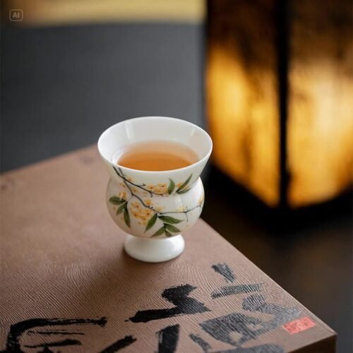 Jade Clay Tall-Stemmed Tea Cup - Elegant Ceramic Teaware