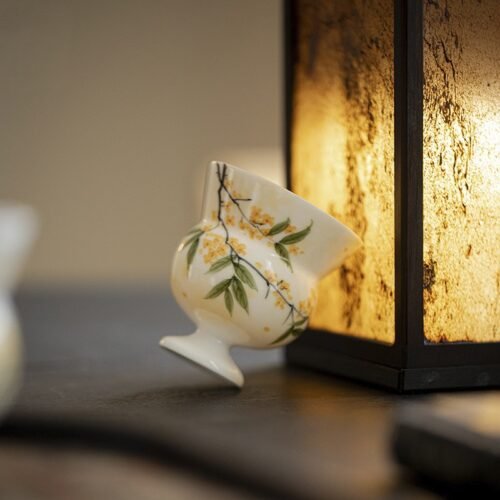 Jade Clay Tall-Stemmed Tea Cup - Elegant Ceramic Teaware