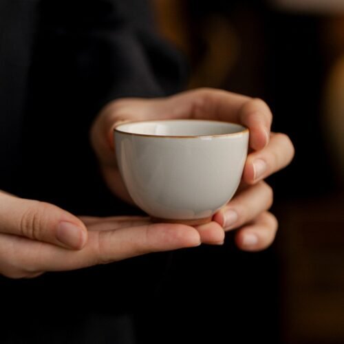 Beige Ruyao Harmony Cup - Handcrafted Celadon Teaware