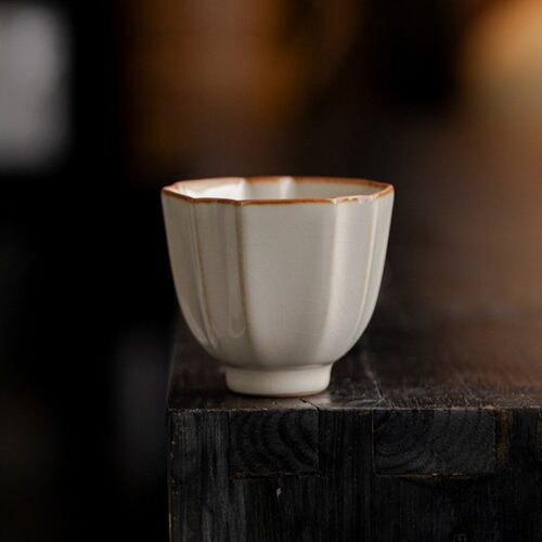 Beige Ruyao Celadon Tea Cup Inspired by Ancient Wells