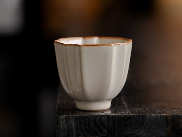 Beige Ruyao Celadon Tea Cup Inspired by Ancient Wells