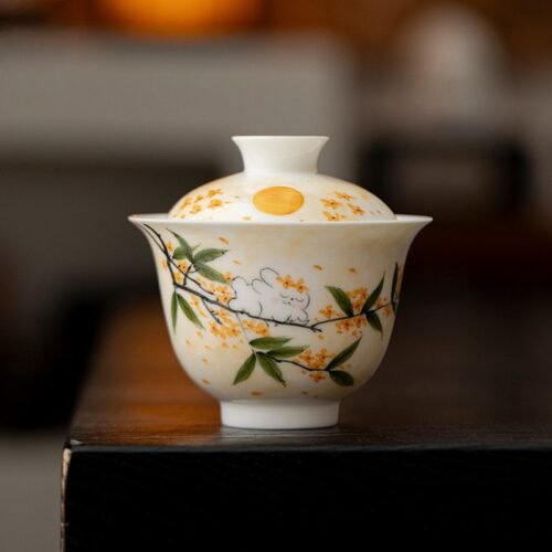 Jade Clay Nebula Gaiwan - Handcrafted Lidded Tea Bowl