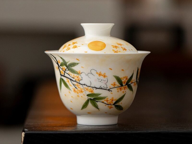 Jade Clay Nebula Gaiwan - Handcrafted Lidded Tea Bowl