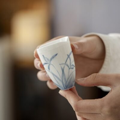 Jade Clay Teacup - Cloud Orchid Serenity - Qingfei Design