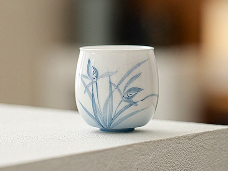 主图-2 Jade Clay Cloud Orchid Tea Cup - Serene Zen Ceramic Teaware