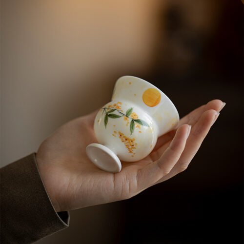 Jade Clay Tall-Stemmed Tea Cup - Elegant Ceramic Teaware