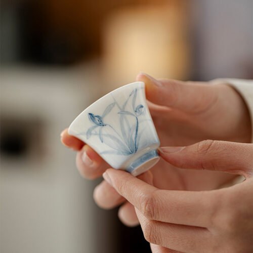 主图-3 Jade Clay Cloud Orchid Teacup - Zen Elegance Ceramic Teaware