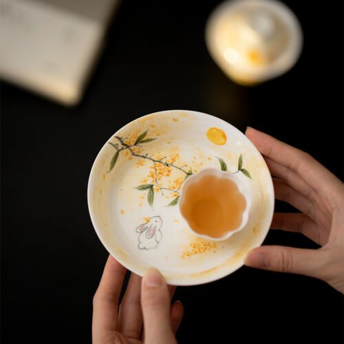 Jade Clay Tea Tray - Round Rim Ceramic Drip Catcher