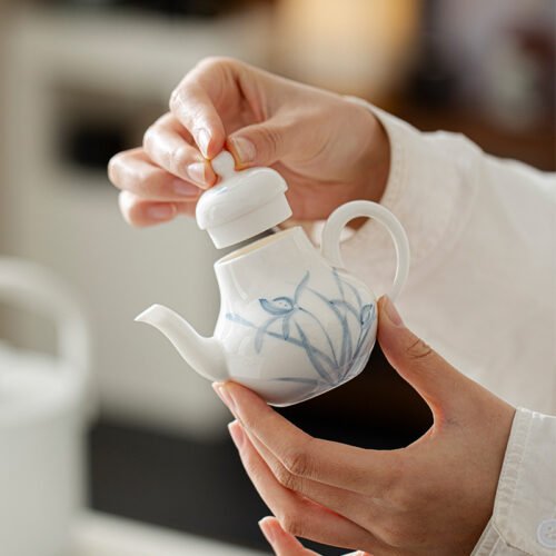Jade Clay Cloud Orchid Teapot - Melodic Zen Ceramic Kettle
