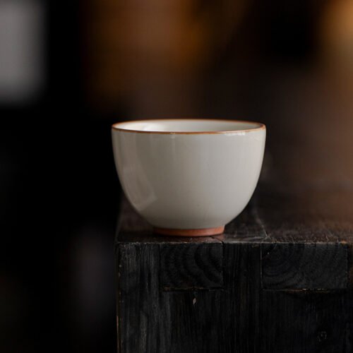 Beige Ruyao Celadon Harmony Cup for Zen Tea Ceremonies