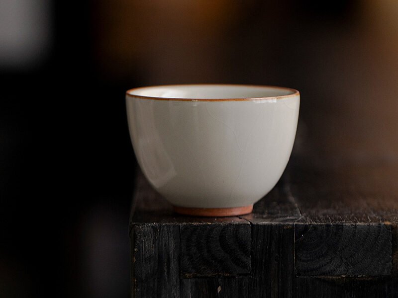 Beige Ruyao Celadon Harmony Cup for Zen Tea Ceremonies