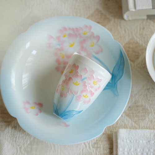 Jade Clay Teacup - Lotus Melody Design with Qingdeng Handle