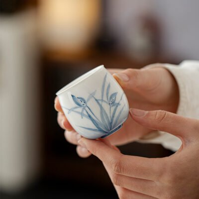 Jade Clay Cloud Orchid Tea Cup - Serene Zen Ceramic Teaware