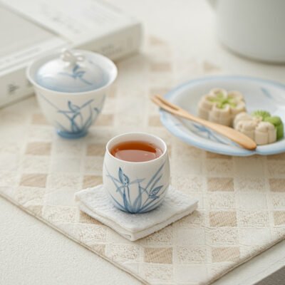 Jade Clay Cloud Orchid Tea Cup - Serene Zen Ceramic Teaware
