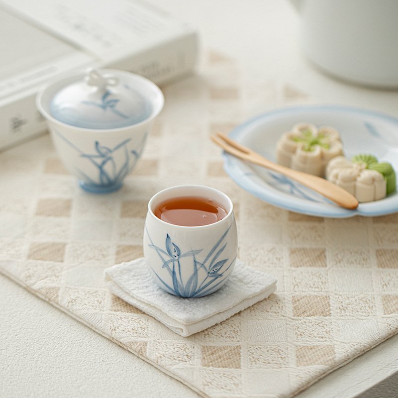 Jade Clay Cloud Orchid Tea Cup - Serene Zen Ceramic Teaware
