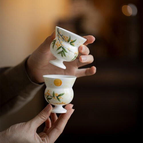 Jade Clay Tall-Stemmed Tea Cup - Elegant Ceramic Teaware