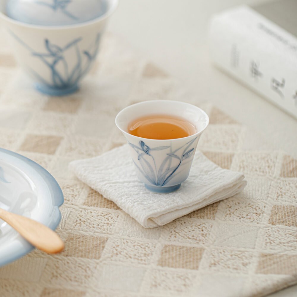 主图-4 Jade Clay Cloud Orchid Teacup - Zen Elegance Ceramic Teaware