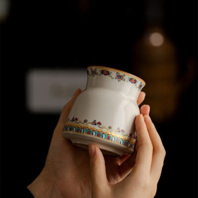 Beige Dunhuang Flying Apsara Tea Set - Six Tools of Tea Mastery, Handcrafted Celadon