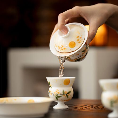 Jade Clay Nebula Gaiwan - Handcrafted Lidded Tea Bowl