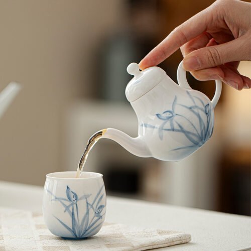 Jade Clay Cloud Orchid Teapot - Melodic Zen Ceramic Kettle