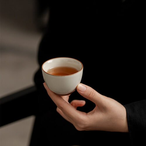 Beige Ruyao Harmony Cup - Handcrafted Celadon Teaware