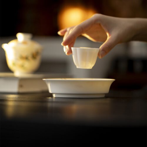 Jade Clay Tea Tray - Round Rim Ceramic Drip Catcher