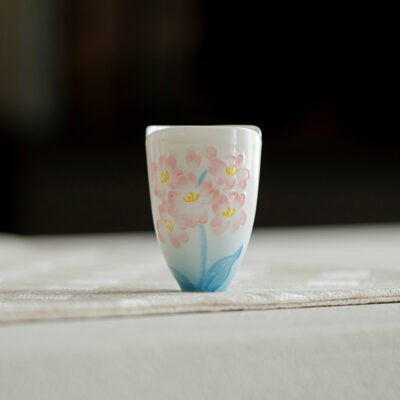 Jade Clay Teacup - Lotus Melody Design with Qingdeng Handle