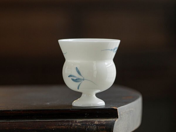 主图-5 Jade Clay Autumn Orchid Tea Cup - Elegant Stemmed Ceramic Teaware