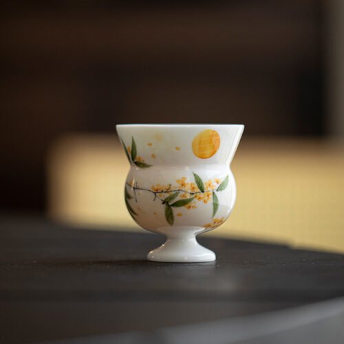 Jade Clay Tall-Stemmed Tea Cup - Elegant Ceramic Teaware