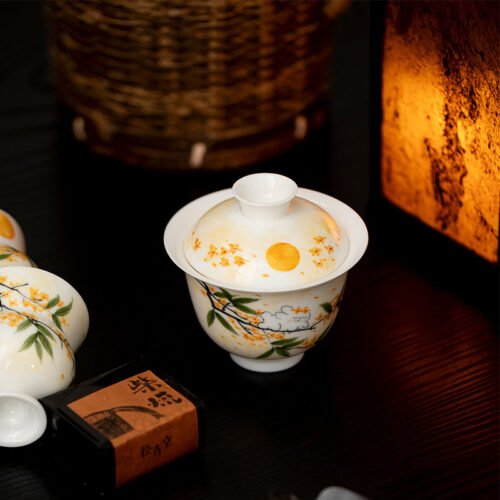 Jade Clay Nebula Gaiwan - Handcrafted Lidded Tea Bowl